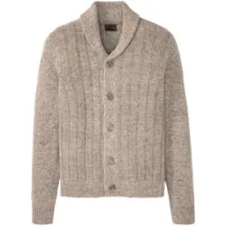 bonprix Strickjacke mit Rippenmusterbeige 60Herren