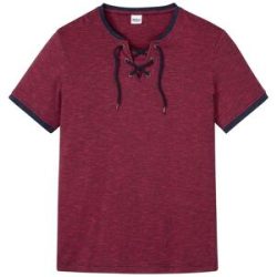 bonprix T-Shirt mit Schnürung aus Bio-Baumwollerot 60Herren