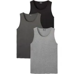 bonprix Tanktop in Regular Fit (3er Pack)grau 52Herren