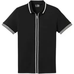bonprix Piqué-Poloshirt mit Reißverschluss aus reiner Baumwolleschwarz 68Herren