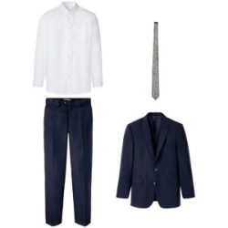 bonprix Anzug Set, 4 tlg. bequem festlicher Stil, bequeme Passform, aus Polyester und Baumwolle