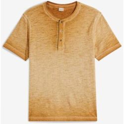 bonprix Henleyshirt, Kurzarm aus reiner Bio-Baumwolle in gewaschener Optikbeige 64Herren