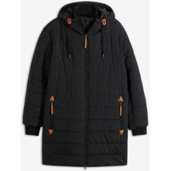 bonprix Steppjacke mit Kapuze mit Lederimitat-Details, wärmende Wattierung, Regular Fit
