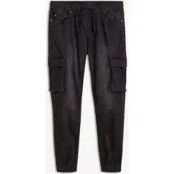 bonprix Slim-Fit Cargo-Jeans-Jogger mit Dehnbund, Straightschwarz 58Herren