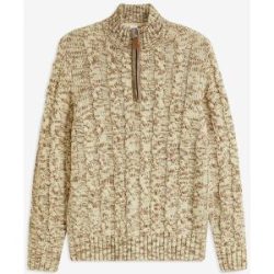 bonprix Melierter Troyer mit  Zopfmusterbeige 56Herren