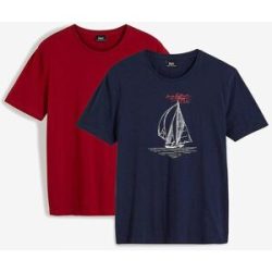 bonprix T-Shirt aus reiner Bio-Baumwolle (2er Pack)blau 68Herren
