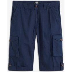 bonprix Regular Fit Cargo-Long-Bermuda aus luftigem Leinen-Mixblau 52Herren