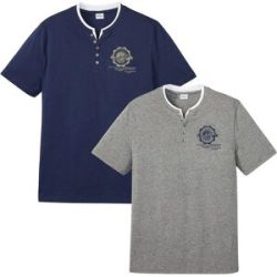 bonprix Henleyshirt Packung, 2 Stk. Regular Fit, im Lagenlook, aus Baumwolle, Casual Stil