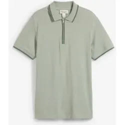 bonprix Piqué-Poloshirt mit Reißverschluss aus reiner Baumwollegrün 56Herren
