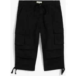 bonprix Loose Fit Stretch-3/4-Cargohose, Loose Fitschwarz 60Herren