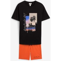 bonprix T-Shirt und Sweatbermuda (2-tlg.Set)schwarz 44Herren