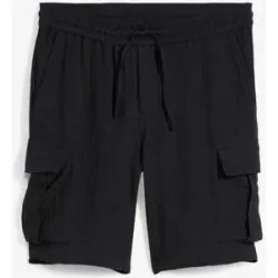 bonprix Regular Fit Cargobermuda aus luftigem Musselinschwarz 48Herren