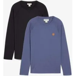 bonprix Langarmshirt aus reiner Bio-Baumwolle (2er Pack)blau 56Herren