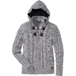 bonprix Grobstrick-Kapuzenpullover in Regular Fitschwarz 68Herren