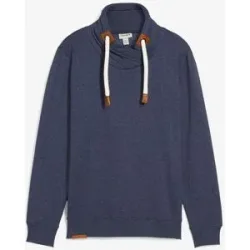 bonprix Schalkragen-Sweatshirt mit Lederimitat Detailsblau 44Herren