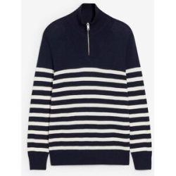 bonprix Troyer-Pullover aus weichem Baumwollmixblau 68Herren