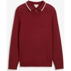 bonprix Polo Pullover mit recycelter Baumwollerot 60Herren