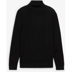 bonprix Feinstrick-Rollkragenpullover mit edler Merinowolle, Slim- Fitschwarz 44Herren