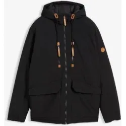 bonprix Winterjacke mit Lederimitat-Detailsschwarz 48Herren