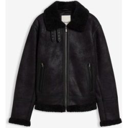 bonprix Lederimitat-Jacke mit Teddyfutterschwarz 52Herren