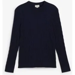 bonprix Feinstrickpullover mit Zopfmuster, Slim Fitblau 48Herren