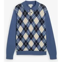bonprix Polo-Pullover aus reiner Baumwolleblau 64Herren