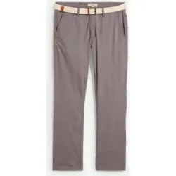 bonprix Regular Fit Chinohose mit Dehnbund und Gürtel, Straightgrau 60Herren