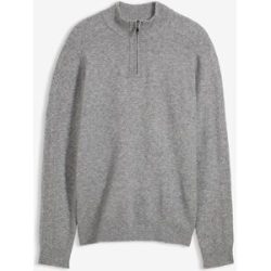 bonprix Troyer-Feinstrickpullover mit Wollanteilgrau 64Herren