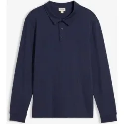 bonprix Langarm-Poloshirt aus schwerer Bio-Baumwolleblau 44Herren