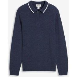 bonprix Polo Pullover mit recycelter Baumwolleblau 48Herren