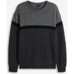bonprix Strickpullover mit Rundhalsausschnitt, Regular Fit, im colorblocking Look