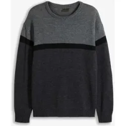 bonprix Strickpullover mit Rundhalsausschnitt, Regular Fit, im colorblocking Look