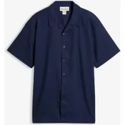 bonprix Kurzarmhemd aus Leinen-Mix in Loose Fitblau 45Herren