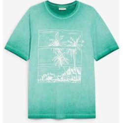bonprix T-Shirt in gewaschener Optik aus Bio-Baumwollegrün 56Herren
