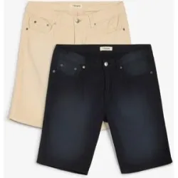 bonprix Leichte Bermuda mit Dehnbund aus colored Denim, Regular Fit (2er Pack)beige 46Herren
