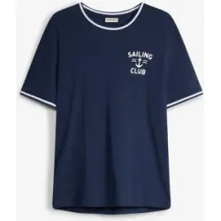 bonprix Piqué-T-Shirt aus reiner Bio-Baumwolleblau 48Herren