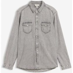 bonprix Jeanshemd aus reiner Bio-Baumwollegrau 45Herren