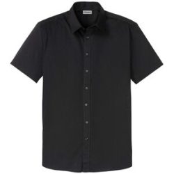 bonprix Stretch-Kurzarmhemd in Slim Fitschwarz 49Herren