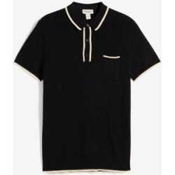 bonprix Strick-Poloshirt in Regular Fitschwarz 56Herren