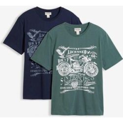 bonprix T-Shirt aus reiner Bio-Baumwolle (2er Pack)blau 48Herren