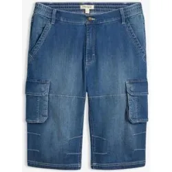 bonprix Leichte Jeans-Long-Cargobermuda mit Dehnbund, Regular Fitblau 46Herren