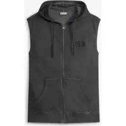 bonprix Kapuzen-Sweat-Weste in gewaschener Optik aus reiner Baumwolleschwarz 52Herren