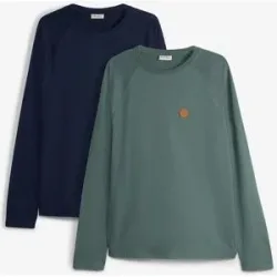 bonprix Langarmshirt aus reiner Bio-Baumwolle (2er Pack)grün 68Herren