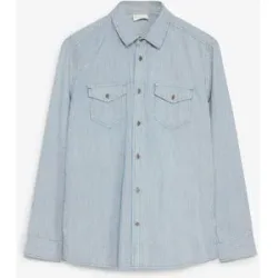 bonprix Jeanshemd, gestreift aus reiner Baumwolleblau 45Herren