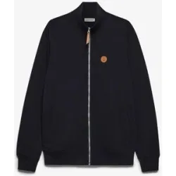 bonprix Stehkragen-Sweatjacke mit Lederimitat-Detailsschwarz 52Herren