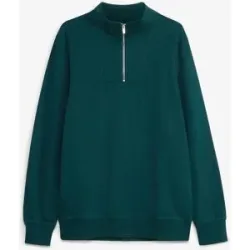 bonprix Sweatshirt mit Troyerkragen aus reiner Bio-Baumwollegrün 48Herren