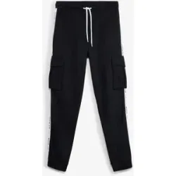 bonprix Cargo-Jogginghose mit Seitenstreifen aus reiner Bio-Baumwolleschwarz 64Herren