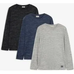 bonprix Langarmshirt aus Baumwoll-Mix (3er Pack)blau 44Herren