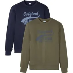 bonprix Sweatshirt aus weichem Baumwoll-Mix (2er Pack)blau 48Herren