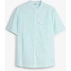 bonprix Kurzarmhemd aus Leinen-Mix in Regular Fitblau 39Herren